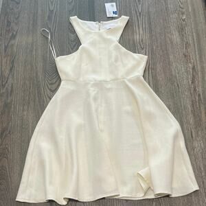 NWT Blush Boutique Fit & Flare Dress Sleeveless Round Neck Textured Tan Size S